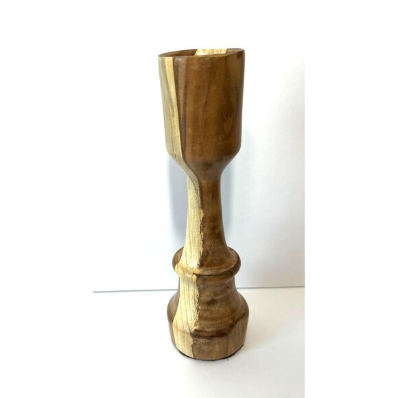 Hand Turned Handcrafted Candle Stick Holder Mixed Wood Olive Wood - Picture 8 of 12